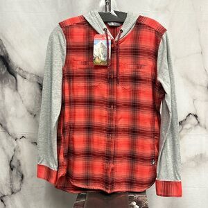 * The Northface red plaid, Shacket style campground, jacket, brand new condition
